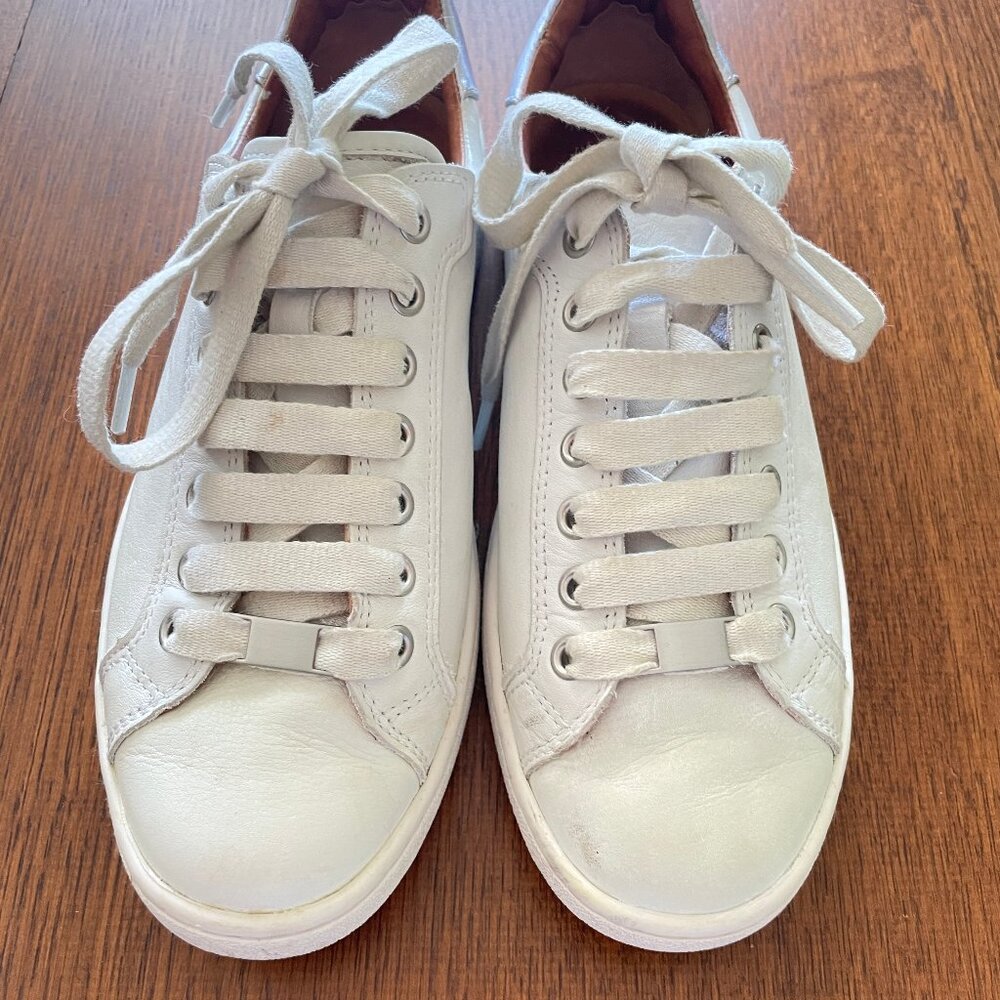 Uggs white and tan leather sneakers size 8.5